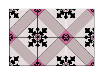 Tile with gray and pink patterns