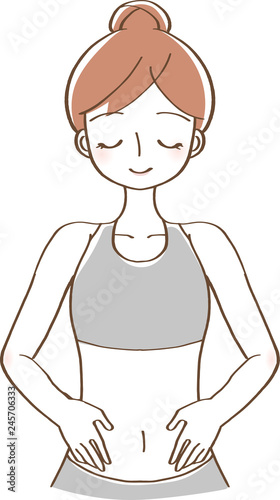 お腹に手をあてる女性 イラスト Wall Mural Wallpaper Murals さとめ