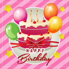 happy birthday card with cute cupcakes