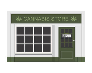 Cannabis store. Marijuana products. Marijuana Legalization. Isolated vector illustration on white background.