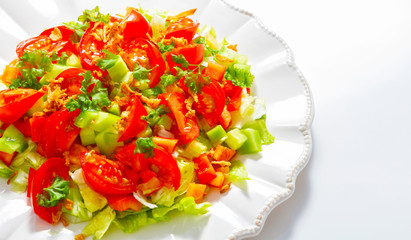 Salad plate on a white background