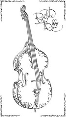Fototapeta premium Vector illustration drawing of double bass.