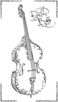Vector illustration drawing of double bass.