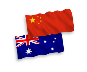 Flags of Australia and China on a white background