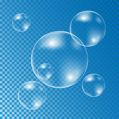 Fototapeta na wymiar Soap Bubbles on Transparent Background. Vector Illustration.