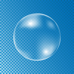 Fototapeta na wymiar Soap Bubble on Transparent Background. Vector Illustration.