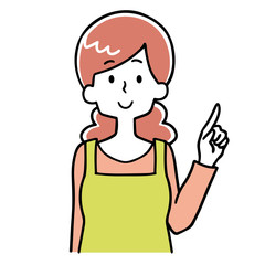 女性　主婦　指差し