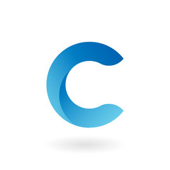 C letter blue flat vector logo template