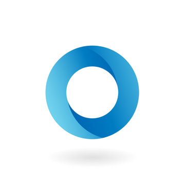O letter blue flat vector logo template
