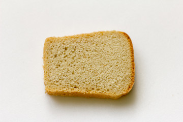 wheat bread, piece of bread on white background