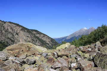 Fototapeta na wymiar Closeup view mountains scenes in national park Dombai, Caucasus, Russia, Europ