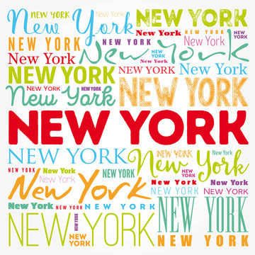 New York wallpaper word cloud, travel concept background