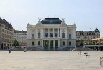 View on opera house in historic center of Zurich city