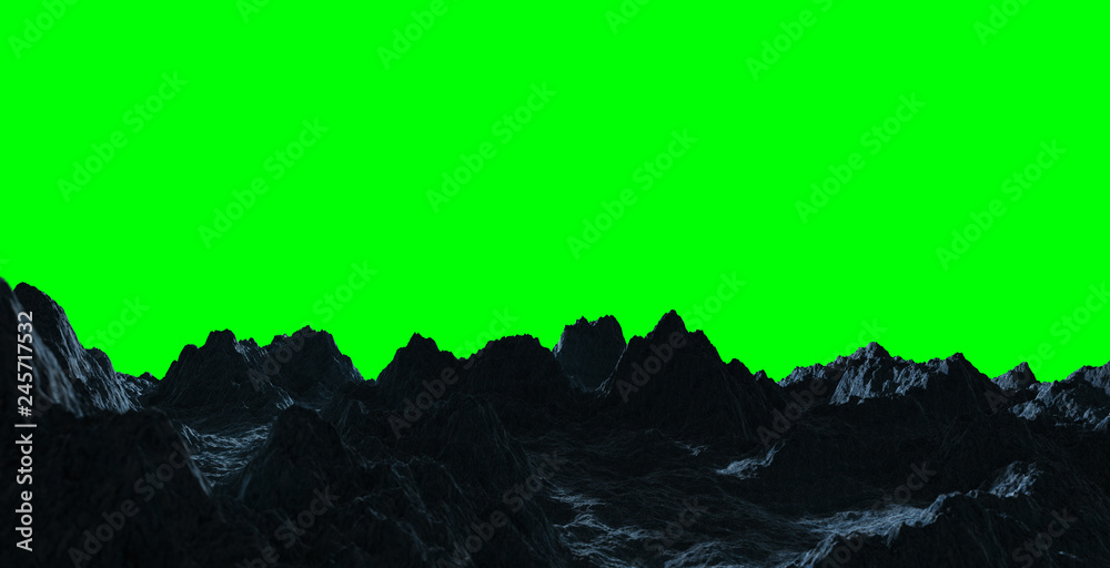 Poster Dark asteroids close up 3D rendering