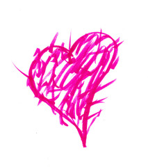 handmade pink heart shape drawing