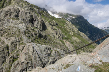 Closeup view Trift Bridge in national park Switzerland, Europe
