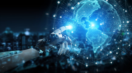 Intelligent robot cyborg using digital globe interface 3D rendering