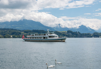 View on lake Lucerne and mountains scenes, Lucerne, Switzerland, Europe