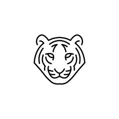white tiger head logo vector icon illustration line outline monoline