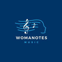 woman notes music logo vector icon illustration
