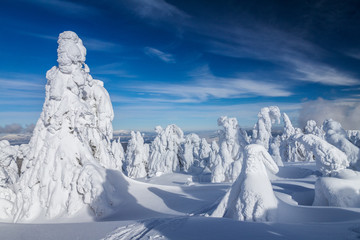 Beautiful scenery of the snowy winter landscape. View from Kubinska hola mountain in Slovakia, Europe. © Viliam