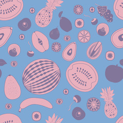 pattern from different types of fruits in a flat style