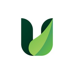 U leaf letter logo vector icon illustration