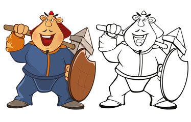 Vector Illustration of a Soldier Mongol. Coloring Book Cartoon 