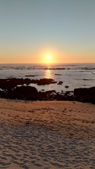 Por do sol praia, areia 