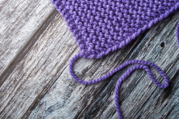 Fototapeta na wymiar needlework crochet and knitting needles woolen threads