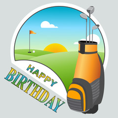 Happy Birthday Golfing Message As Surprise Greeting For Golfer - 3d Illustration © Stuart Miles
