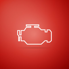 Check engine icon isolated on red background. Flat design. Vector Illustration