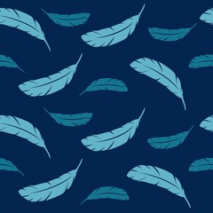  Feathers of birds. Seamless vector pattern.