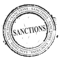 Sanctions Stamp Shows Embargo Agreement Approval To Suspend Trade - 3d Illustration