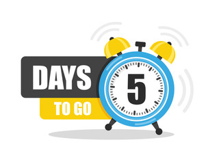 Number of 5 days to go flat icon. Vector stock flat illustration