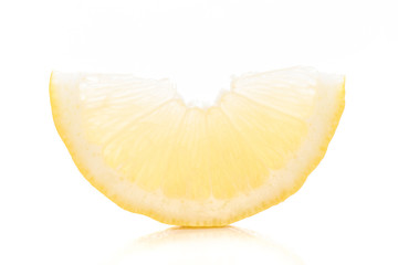 Lime yellow sliced on white background.
