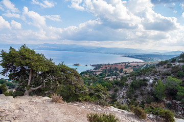 Fototapeta na wymiar The Mediterranean Sea from Aphrodite hiking trail in Akamas, Cyprus