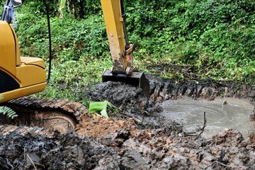 Fototapeta premium backhoe dig ground