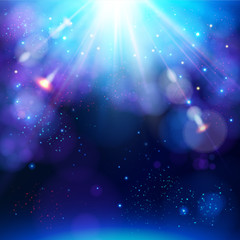 Sparkling blue festive star burst background with a dynamic bright white explosion of rays.