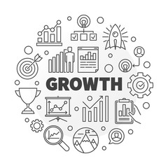 Vector Growth concept simple round illustration in thin line style