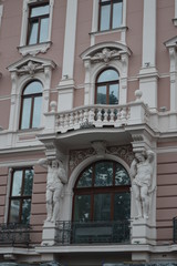 Fototapeta na wymiar facade of an old building of Lviv