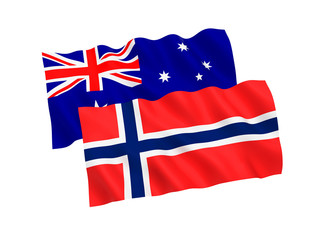 Flags of Australia and Norway on a white background