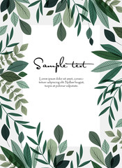 Vector illustration of green leaves. Natural background with place for text