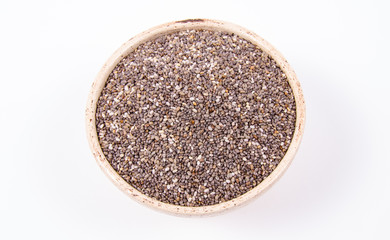 Chia seeds isolated on white background. A component of a healthy diet.