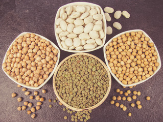 Vegetable protein, legume seeds. Conception of healthy eating.