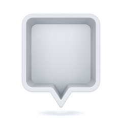 3d speech bubble or blank white rounded square chat pin with shadow isolated on white background 3D rendering