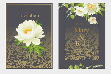 Set of cards wedding invitations. Floral vector illustration.