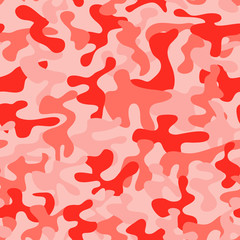 Camouflage pattern background seamless vector illustration. Living coral color camo pattern