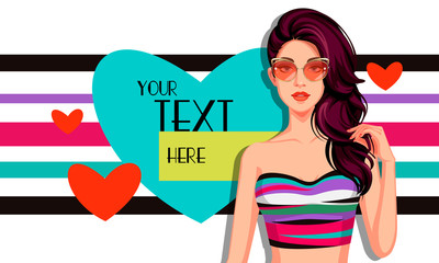 Beautiful model with banner of new summer collection