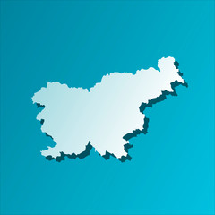Obraz premium Vector isolated simplified illustration icon with blue silhouette of Slovenia map. Blue background